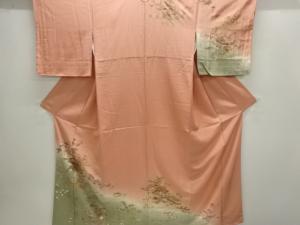 寺院に花鳥模様訪問着